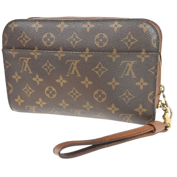 LOUIS VUITTON Orsay Clutch Hand Bag Monogram Leather Brown France - Picture 8 of 16